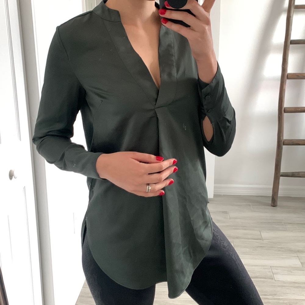 H&M Dark Green Festive Classy Blouse / Size XXS